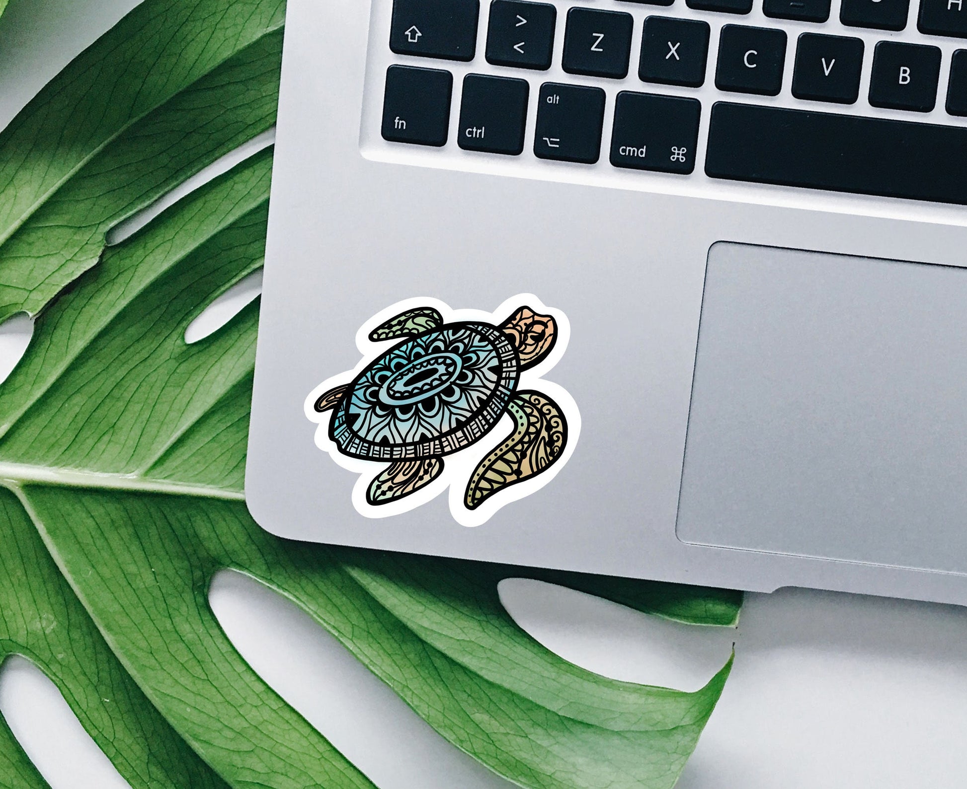 Tangle turtle vinyl Sticker, water bottle stickers, ocean stickers, zentangles, laptop stickers, waterproof sticker