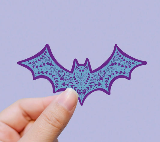 Blue lace bat vinyl sticker, Halloween stickers, fall stickers, fall decals, bats, aesthetic stickers, trendy stickers, vinyl stickers