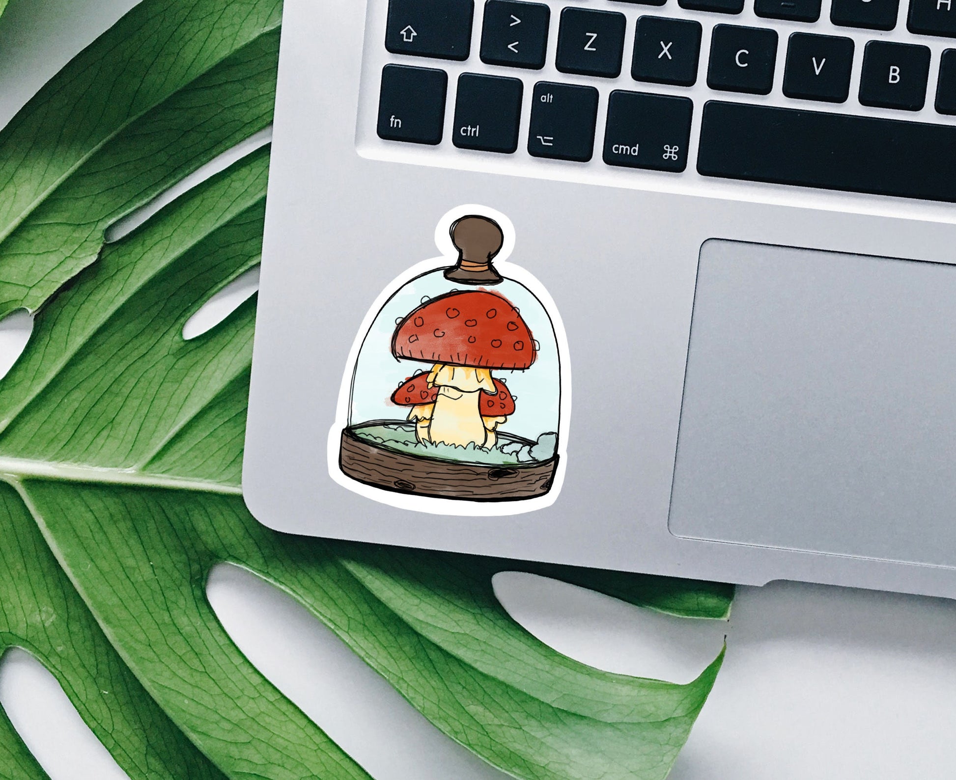 Mushroom Terrarium sticker, Mushroom decor, Laptop decals, Journal stickers