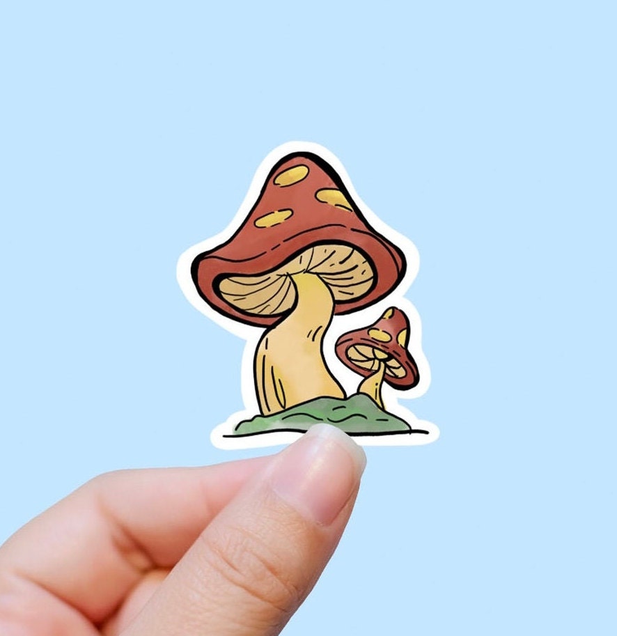 Muted mushrooms sticker, Mushroom decor, Laptop decals