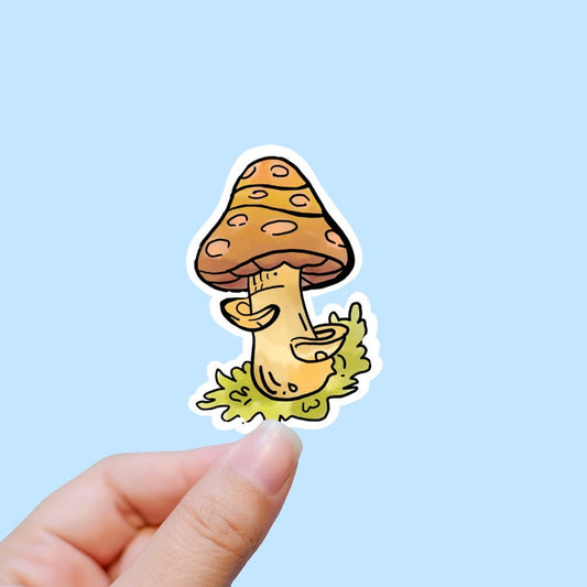 Brown mushroom sticker, Mushroom decor, Laptop decals