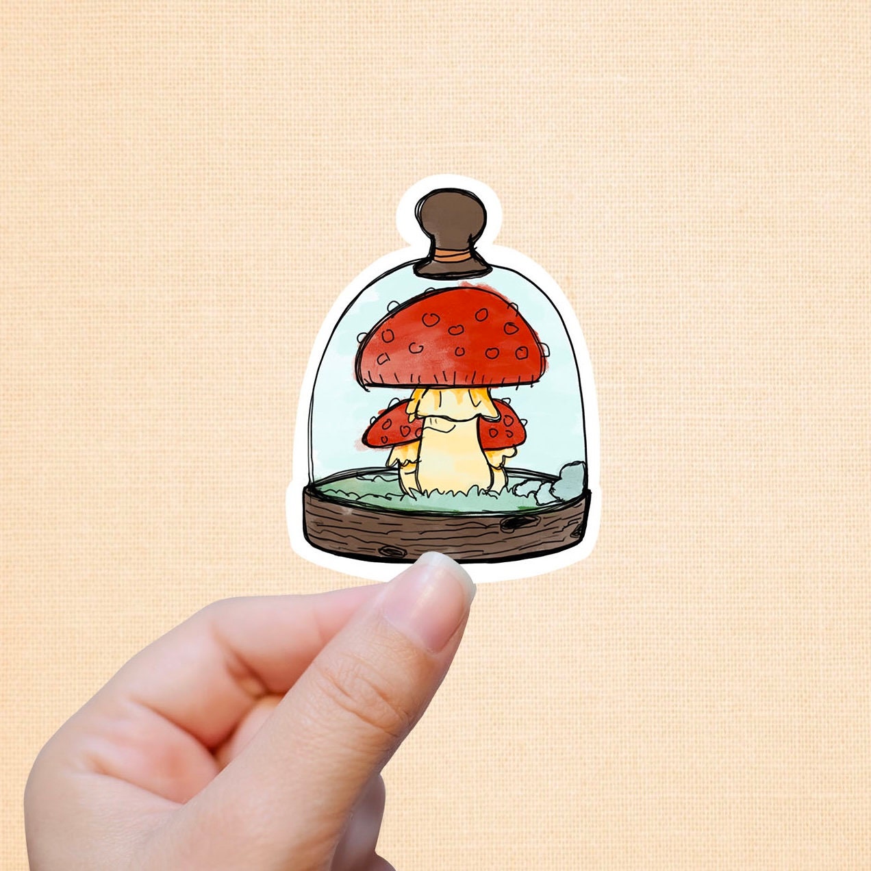 Mushroom Terrarium sticker, Mushroom decor, Laptop decals, Journal stickers