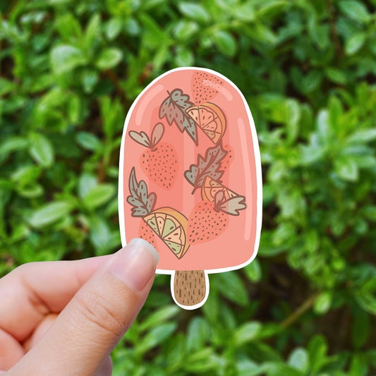 Strawberry Ice cream pop vinyl sticker, Ice cream  stickers, summer stickers, laptop stickers, waterproof sticker