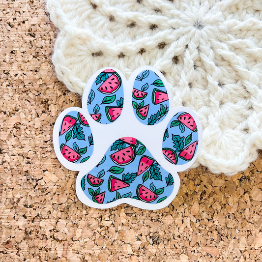 Watermelon paw print  vinyl Sticker, Dog stickers, water bottle stickers, tumbler stickers, laptop stickers, waterproof sticker