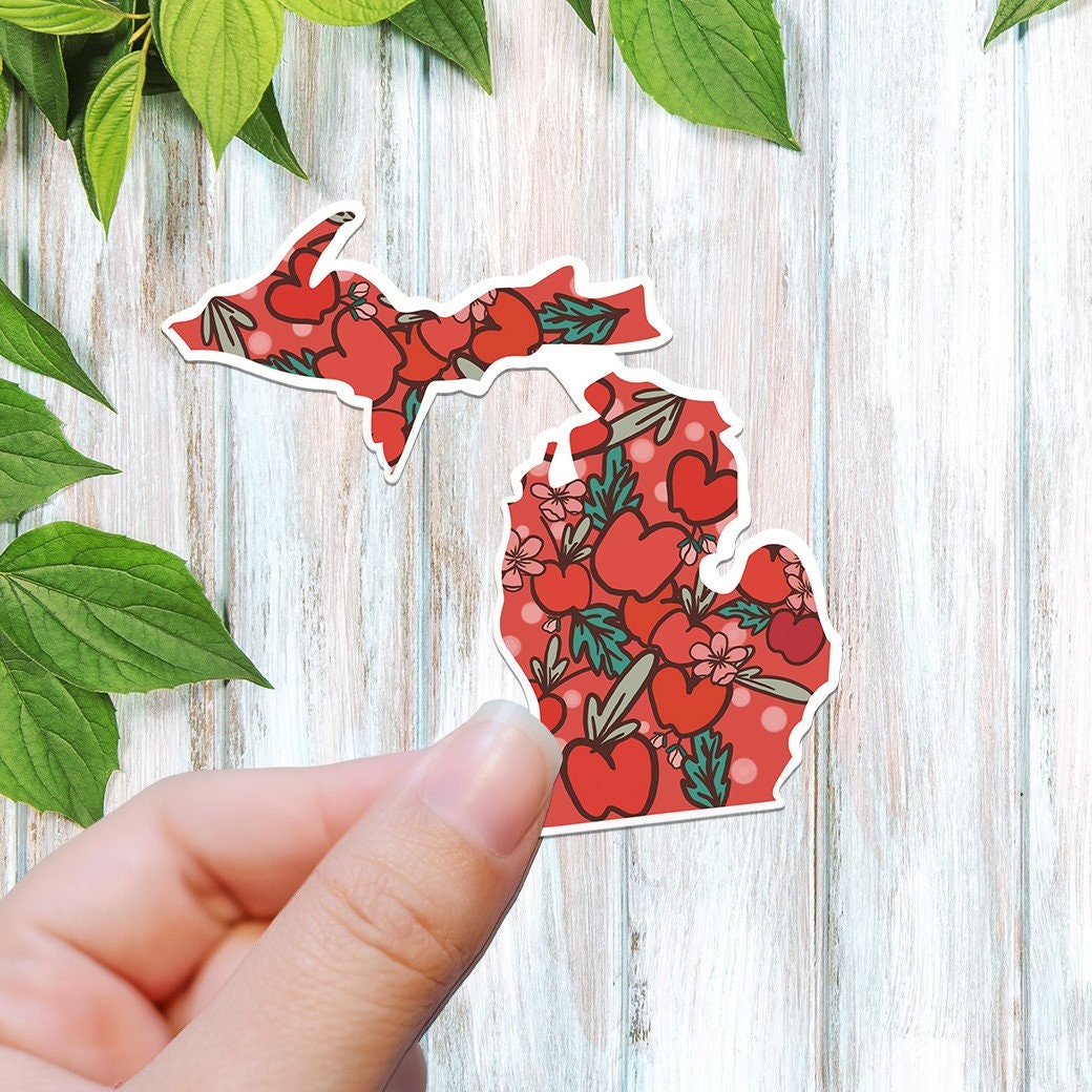 Michigan Cherry sticker, Michigan decal, waterproof state sticker, travel sticker, Laptop decal,