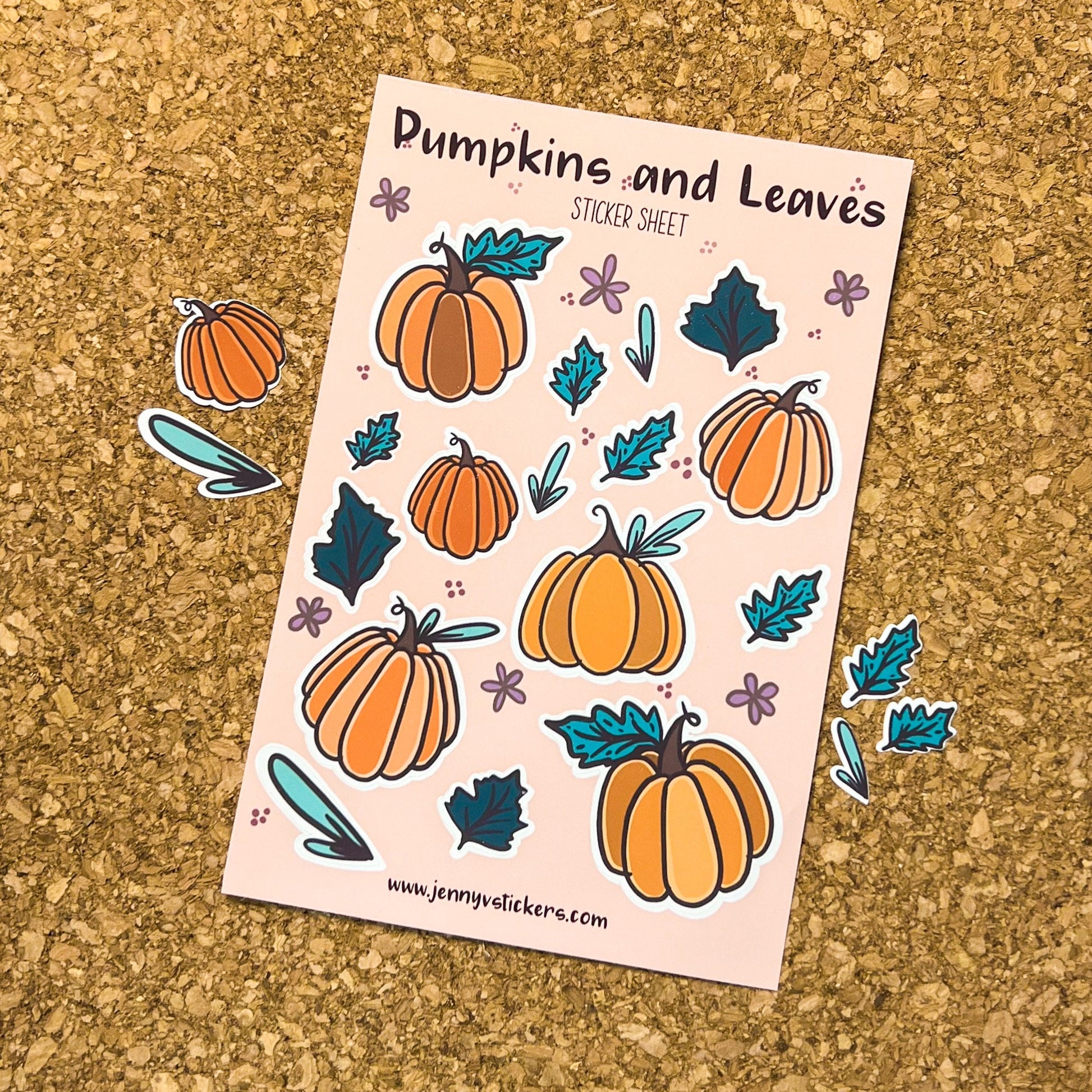 Pumpkin and Leaves sticker sheet, Sticker sheet, Halloween sticker sheet,  planner stickers, sticker pack, stickers