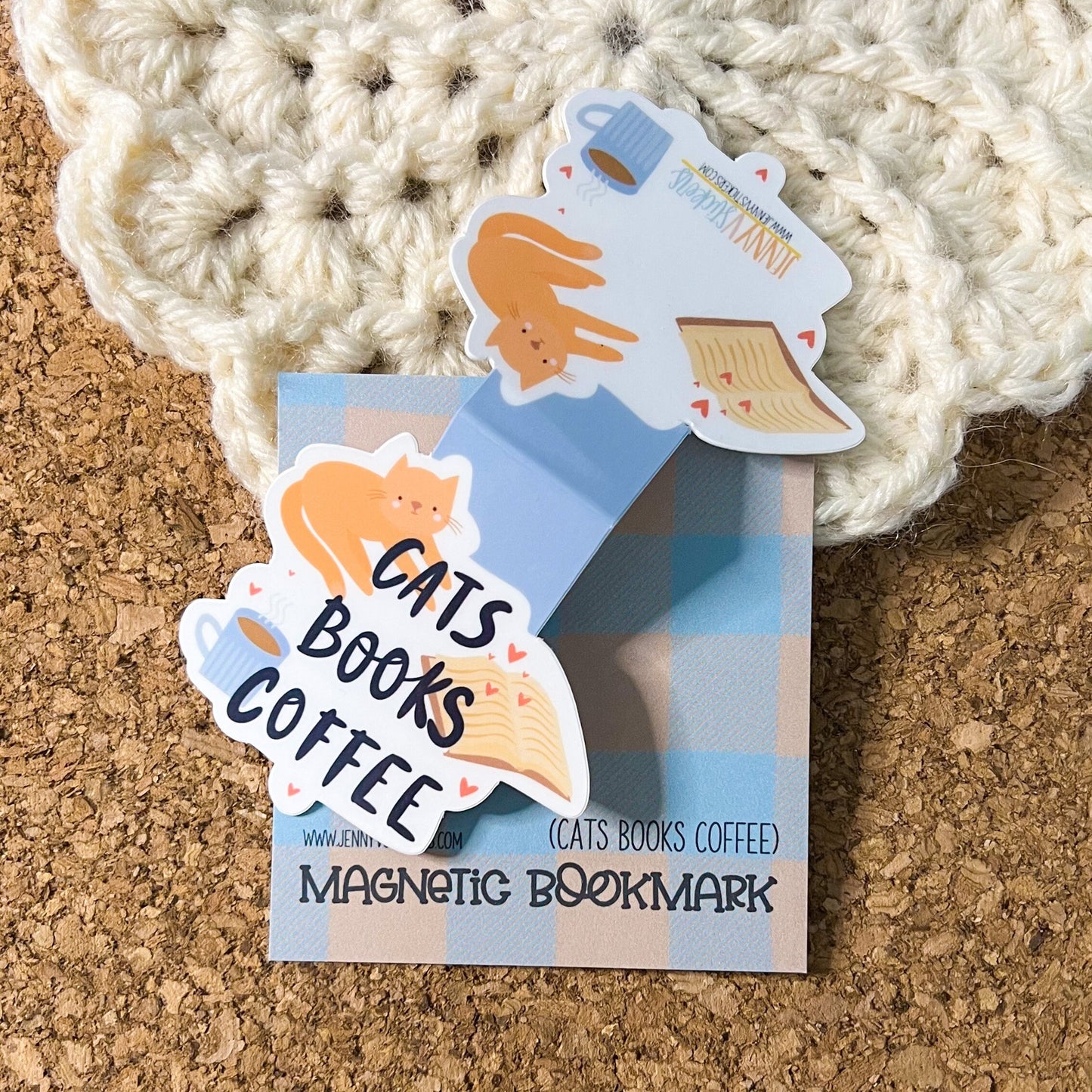 Cats books coffee magnetic bookmark, reading accessory, cat bookmark, book gift