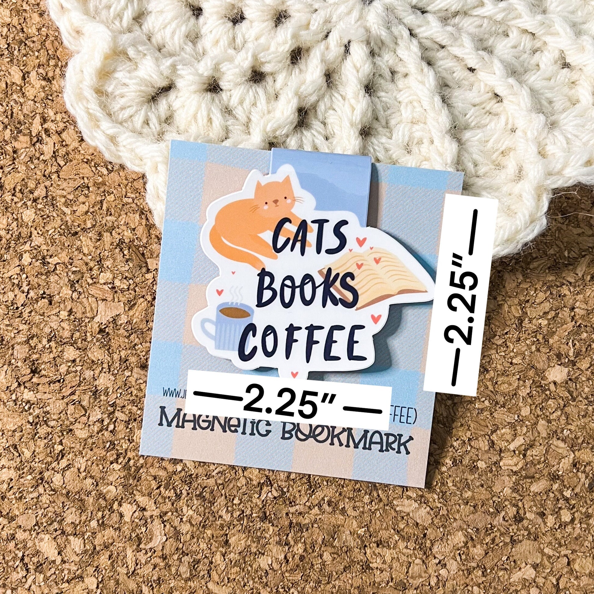 Cats books coffee magnetic bookmark, reading accessory, cat bookmark, book gift