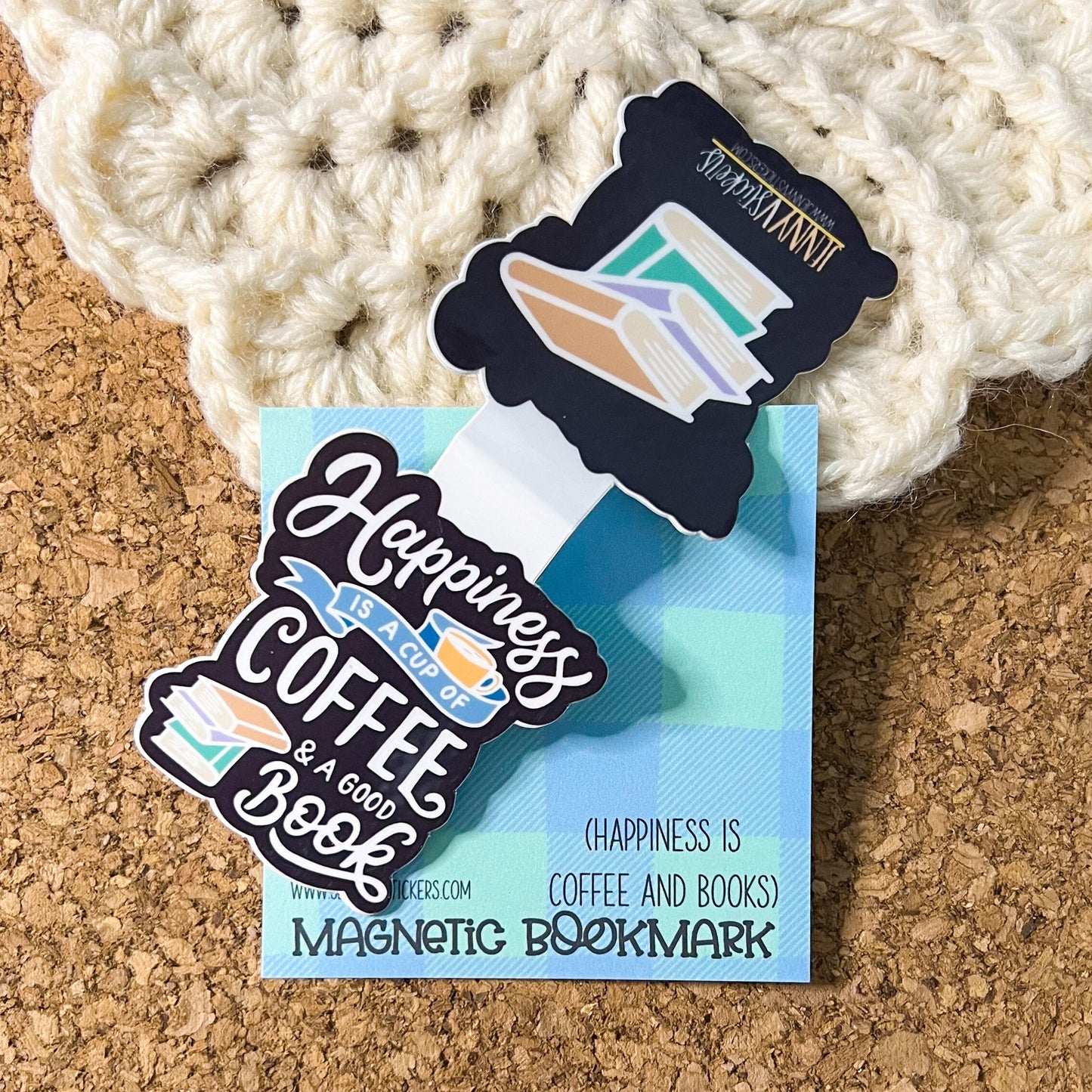 A cup of coffee and a good book magnetic bookmark, reading accessory, cat bookmark, book gift