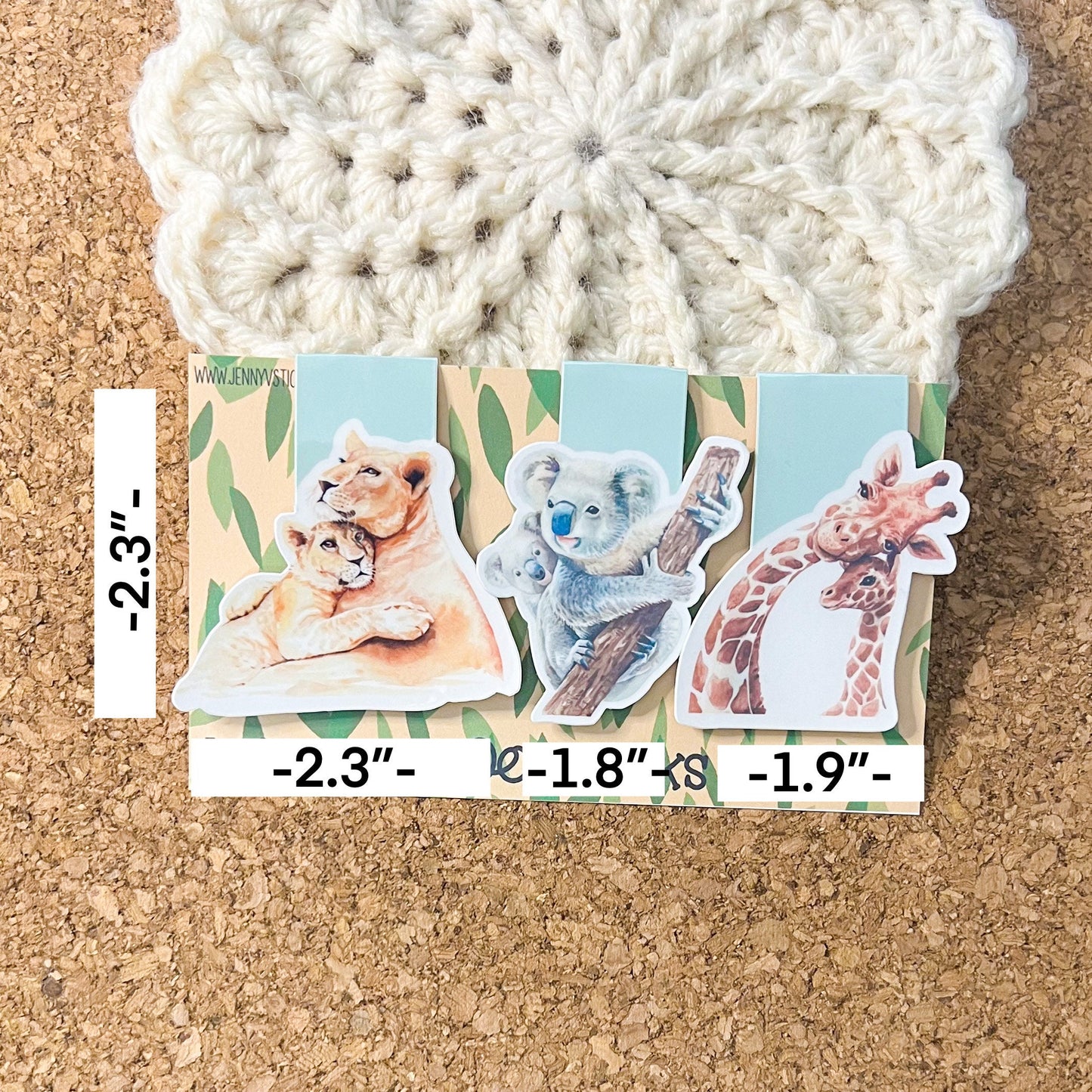 Safari animal magnetic bookmark, reading accessory, bookmark set, book gift