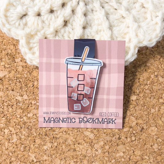 Iced coffee magnetic bookmark, reading accessory, unique bookmark, cute bookmark, book gift