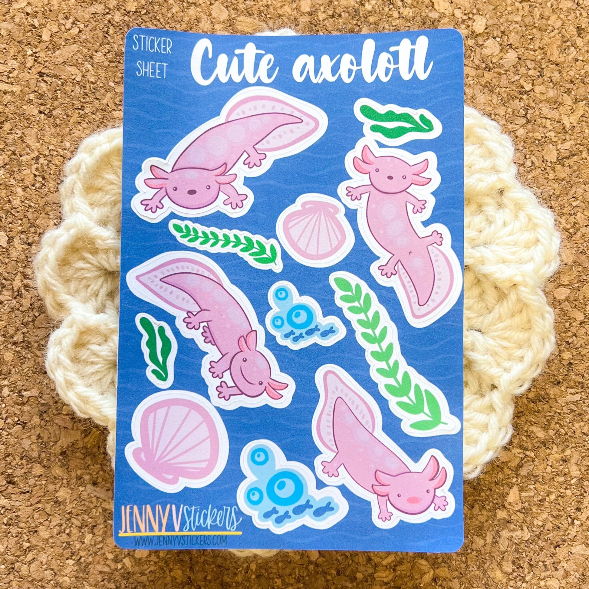 Cute axolotl sticker sheet, Sticker sheet, Axolotl sticker sheet,  planner stickers, sticker pack, stickers