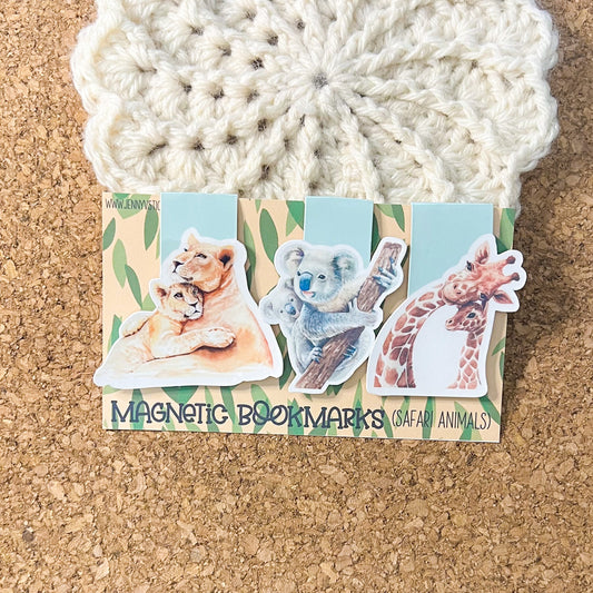 Safari animal magnetic bookmark, reading accessory, bookmark set, book gift