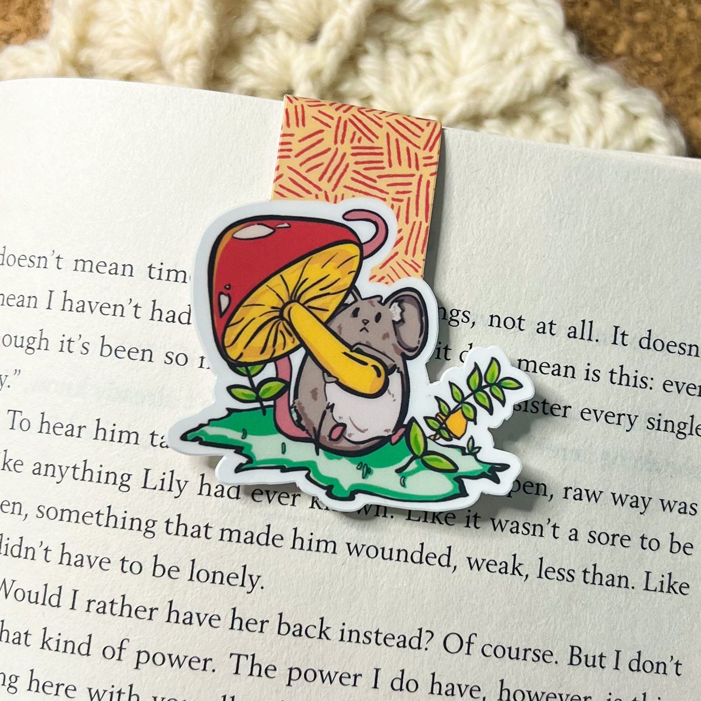 Moushroom magnetic bookmark, reading accessory, cute bookmark, book gift