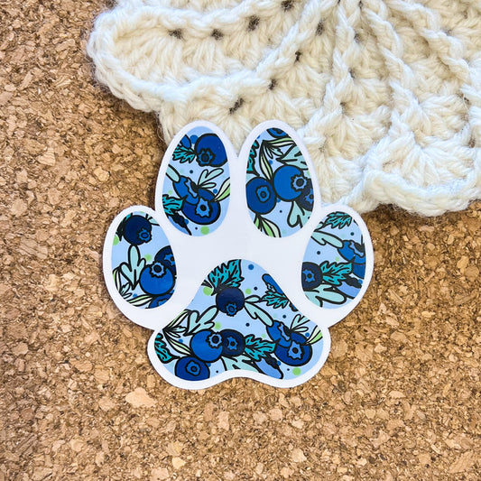 Paw print Blueberry vinyl sticker, dog stickers, aesthetic stickers, trendy stickers, vinyl stickers