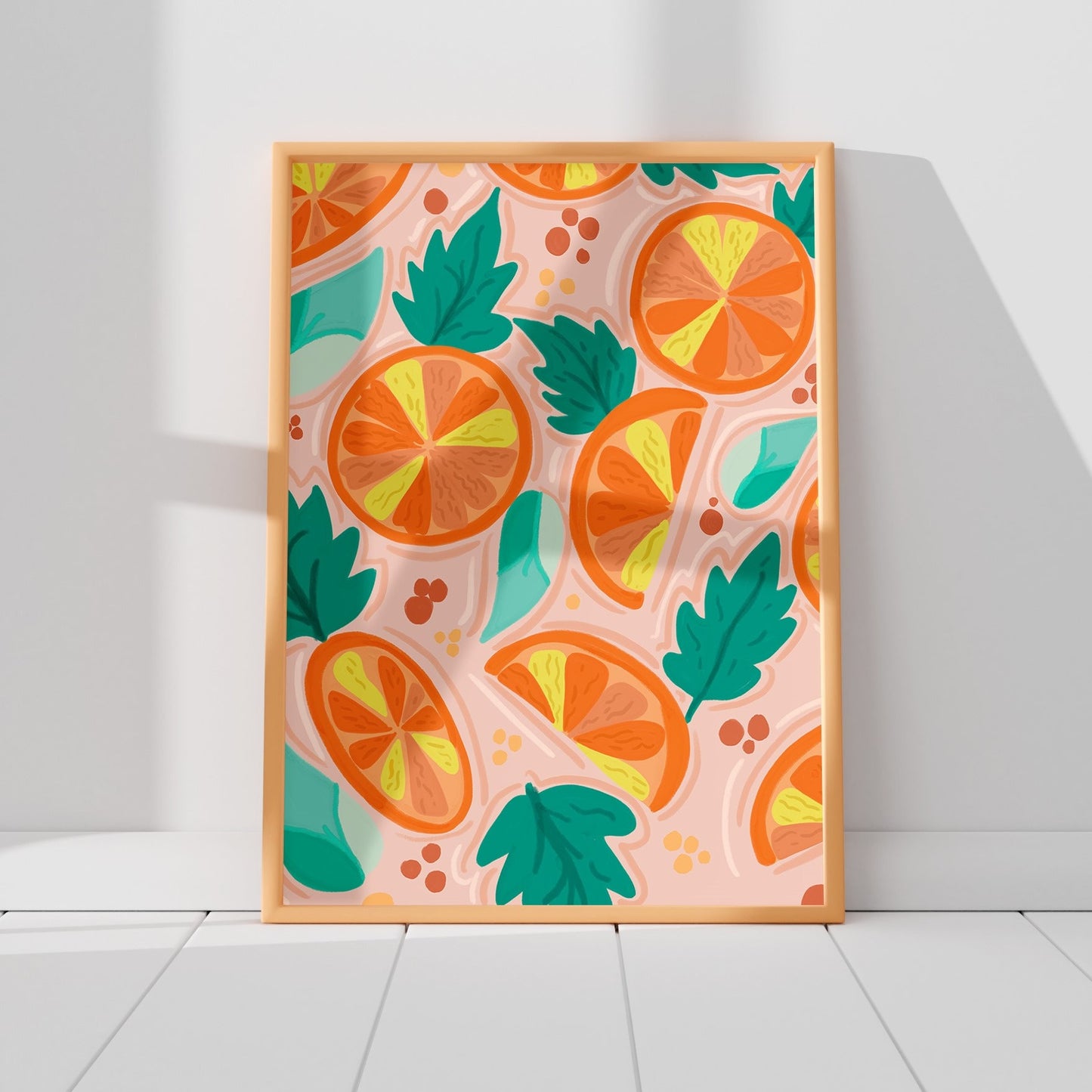 Gouache Oranges art print, art prints poster, kitchen wall art, original art print, cherry print