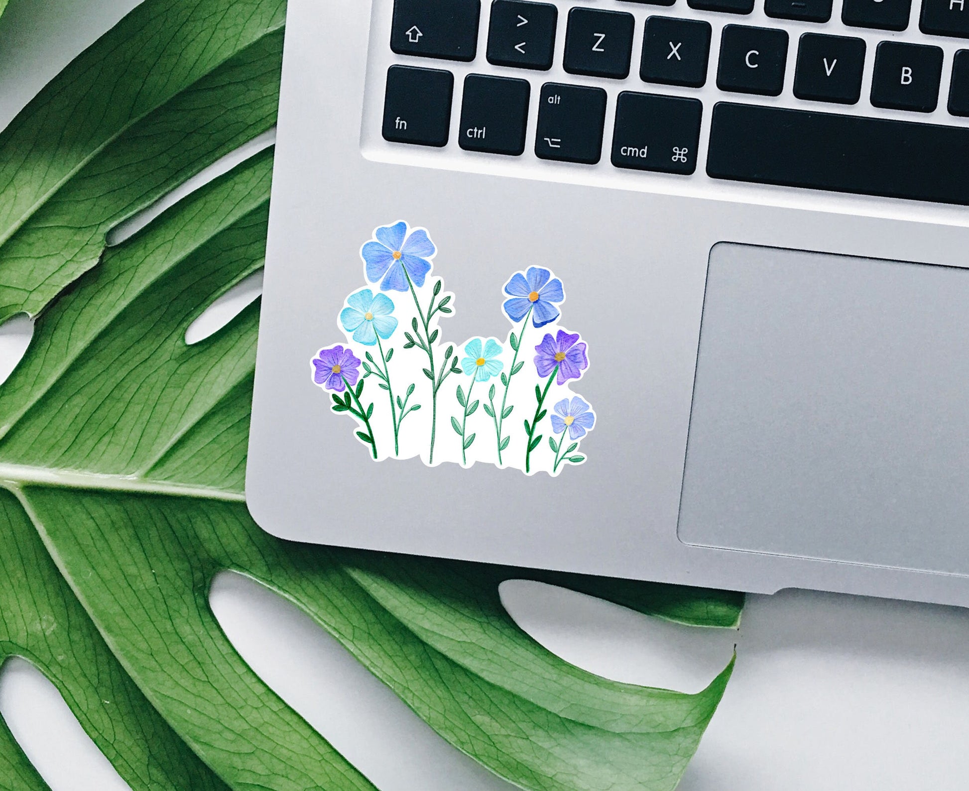 Blue Wildflowers sticker, trendy sticker, floral stickers, fun saying sticker, waterproof decals, laptop sticker, stickers for water bottle