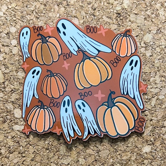 Pumpkins and Ghost vinyl sticker