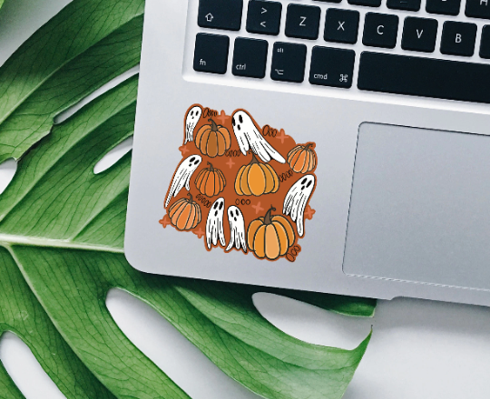 Pumpkins and Ghost vinyl sticker