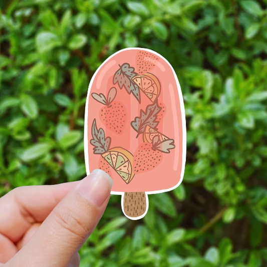 Strawberry ice pop vinyl sticker